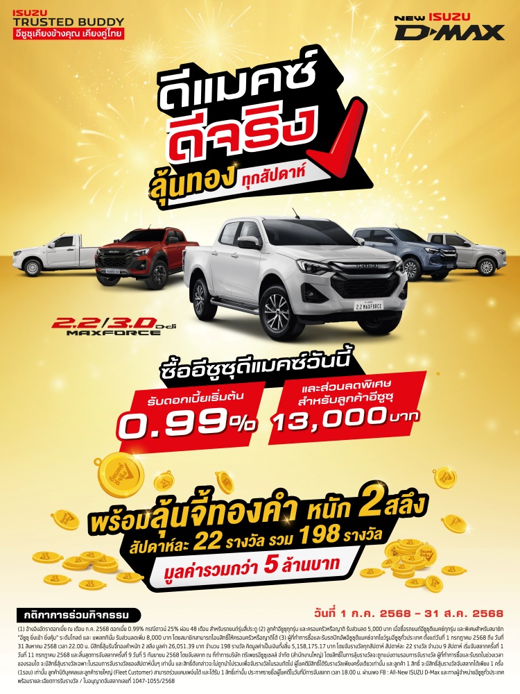 batch_ดีแมคซ์-ดีจริง-ลุ้นทองทุกสัปดาห์-3 Isuzu แจกจริง กับแคมเพจ์นสุดพิเศษ “ดีแมคซ์ ดีจริง ลุ้นทองทุกสัปดาห์”