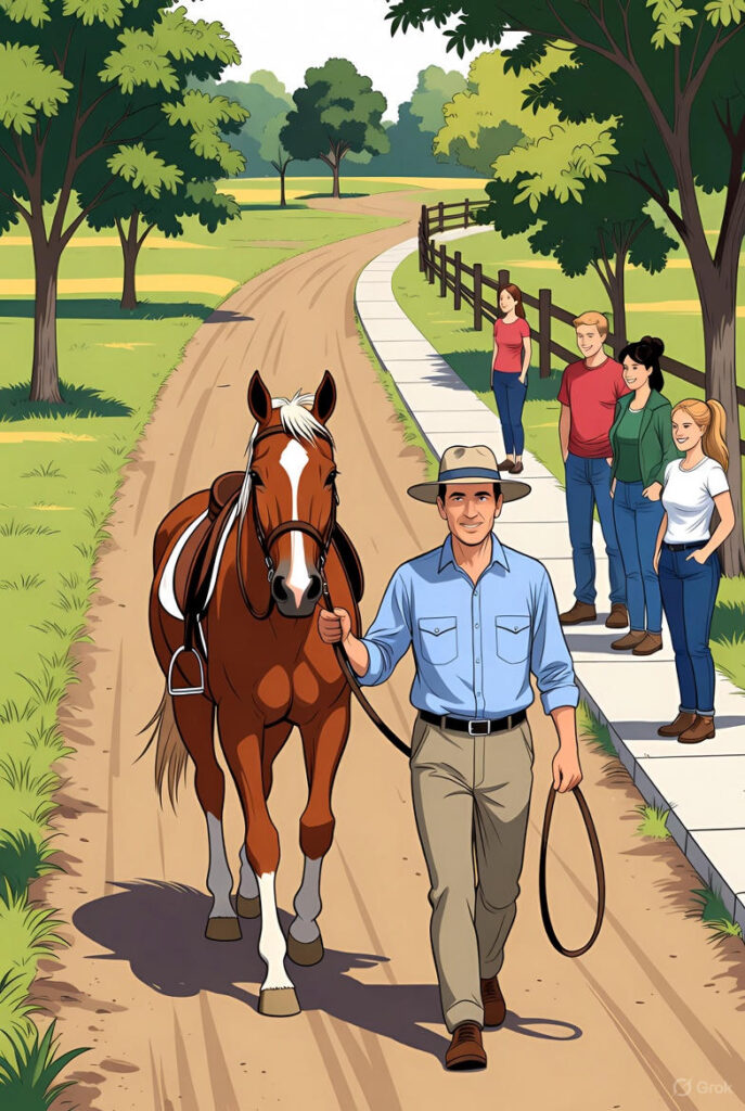 d3e75a41-e309-450b-8d9c-7f9ef7ab894c-687x1024 เทคนิคเดินผ่านตัวม้า - เดินชมม้า สำหรับขาจรดูม้าอย่างปลอดภัย