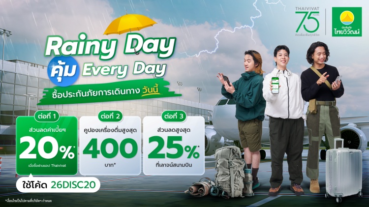 batch_รูป_ประกันภัยไทยวิวัฒน์เปิดตัวแคมเปญ-Rainy-Day-คุ้ม-Everyday_ประกันภัยการเดินทาง 75 ปี ประกันภัยไทยวิวัฒน์ ส่งแคมเปญ “Rainy Day คุ้ม Everyday” คุ้มครองครบ รถ-สุขภาพ-การเดินทางทุกไลฟ์สไตล์