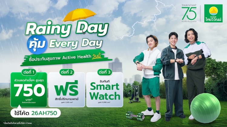 batch_รูป_ประกันภัยไทยวิวัฒน์เปิดตัวแคมเปญ-Rainy-Day-คุ้ม-Everyday_ประกันสุขภาพ 75 ปี ประกันภัยไทยวิวัฒน์ ส่งแคมเปญ “Rainy Day คุ้ม Everyday” คุ้มครองครบ รถ-สุขภาพ-การเดินทางทุกไลฟ์สไตล์
